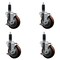 Service Caster 4'' SS Maroon Poly Swivel 1-1/8'' Expanding Stem Caster Set with Brake, 4PK SCC-SSEX20S414-PPUB-MRN-TLB-118-4 - alternate 1
